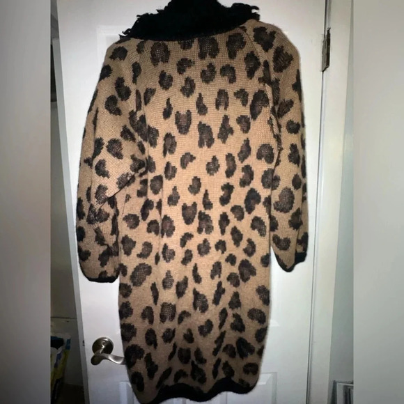 Vintage Cervelle wool Leopard print Knit Cardigan Sz S Mid Length - Picture 2 of 4